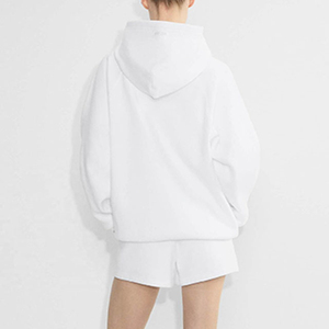 Conjunto de Sudadera con Capucha y Pantalones Cortos de Algodón para Mujer, Estilo Casual Deportivo, Tendencia 2025, Patrón Liso, Técnica Lavada, 100% Algodón - Product Image 6