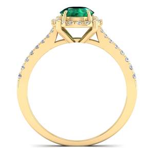 Bagues de fiançailles halo en or massif 14 carats avec diamants certifiés IGI pour femmes, prix de gros REYES, bijoux fins de luxe avec pierres précieuses émeraude. - Product Image 4