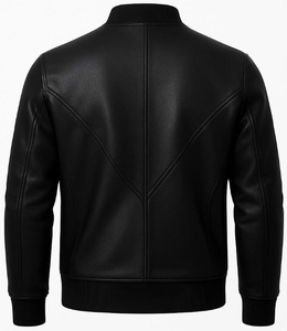 Veste en cuir véritable de haute qualité, confortable, nouveau design, avec col montant et logo sur le devant, respirante, pour homme, hiver - Product Image 3