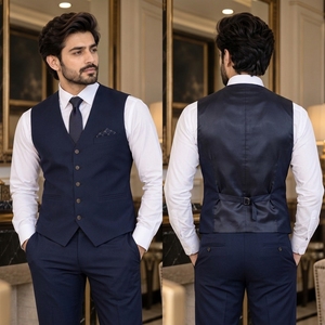 Chaleco Formal para Hombre con Material Ligero Tejido, Diseño sin Mangas, Correa Trasera Ajustable y Bolsillos Funcionales - Product Image 6