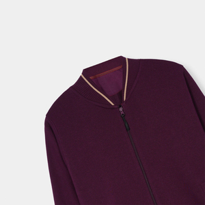 Chaquetas de Forro Polar Tejido para Hombre, Color Morado, con Cierre de Cremallera, Color Sólido, Estilo Casual para Otoño, Corte Regular, Cuello Camisero - Product Image 2