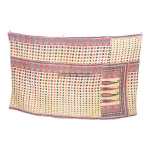 Rare Vintage Kantha <b>Quilts</b> Indian Reversible Hand Stitched Heavy <b>Throw</b> Old Sari Blanket Patch Work Heavy 3 To 5 Layers Kantha - Product Image 6