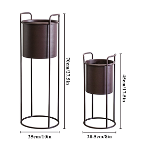 Grands pots à fleurs marron, jardinières métalliques d'intérieur décoratives pour balcon et salon - Product Image 5