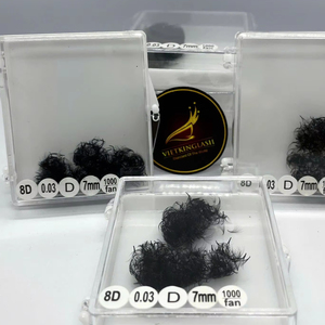 ขนตาปลอมแบบ 8D สำเร็จรูป วัสดุ PBT สังเคราะห์จากเกาหลี ปลายเรียวบาง ฐานบางเป็นธรรมชาติ ยาว สีดำด้าน สำหรับต่อแบบพัด 500/1000 พัด บรรจุในกล่องรักษ์โลก - Product Image 1