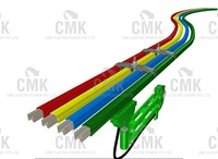 Barre de distribution CMK 1000A/1200A en aluminium et acier inoxydable pour grue, 4,5 m, conducteur 240V 50Hz, haute température 85°C, verte, 4 prises d'alimentation