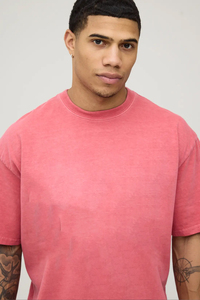 Wholesale Customization of 100% Pure Cotton Washed T-shirts, Men's Oversized <b>Tshirt</b> Knitted Fabric - Product Image 3