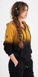 ONETEN APPARELS Women's Navy Blue <b>Cropped</b> Turtleneck Hoodie Wide Leg <b>Joggers</b> Set Full Sleeve Print Streetwear Tracksuit Loose - Product Image 3