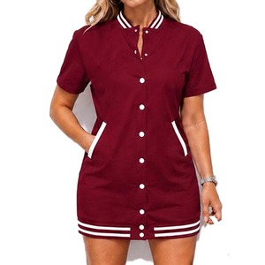 Premium DST S-2XL Sports Style Summer Baseball Shirt Mini <b>Dress</b> Women Short Sleeve Button Bodycon Casual <b>Dress</b> Streetwear - Product Image 4