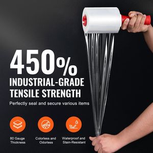 Industrial Strength Clear Durable 5 Inches X 1000 Feet <b>Stretch</b> <b>Wrap</b> Roll 4 Pack 80 Gauge Heavy Duty Shrink Film Handles - Product Image 3