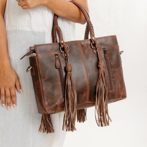 Bolso Tote de moda de lujo para mujer de cuero de vaca Real Western gitano con diseño floral y solitario hecho a mano listo para bolsas de stock - Product Image 3