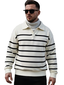 Pull tricoté doublé uni respirant et écologique pour homme, style boyfriend, col à revers, style japonais, manches longues, doux, pour l'hiver - Product Image 2