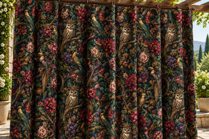 Cortinas Opacas con Diseño de Búho Coronado y Flores, Cortinas Modernas de Color Verde Oscuro para Ventanas, con Alto Nivel de Sombreado, a Prueba de Polvo, para Todas las Estaciones, para Sala de Estar - Product Image 4