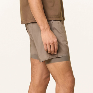 Service OEM en gros – Shorts de sport personnalisés pour hommes, couleur unie, en tissu peigné coupe-vent, séchage rapide, respirant, taille mi-élastique - Product Image 4