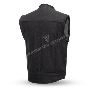 Chaleco de Motocicleta Corto de Invierno Hecho a Medida, 100% Tela Vaquera, para Hombre, Disponible en Todas las Tallas y Colores, Transpirable, Resistente al Viento, con Logotipo Personalizado - Product Image 3