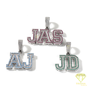 Fashion JAS <b>Name</b> Pendant Iced Out Moissanite Diamonds And Pink Stones 925 Sterling Silver Cuban <b>Chain</b> - Product Image 5