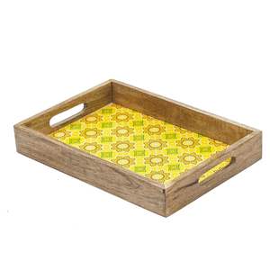 Bandeja de Madera Artesanal con Estampado Floral Amarillo, Plato Decorativo Rectangular al por Mayor para Pedidos al por Mayor - Product Image 2