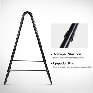 "Hotel-Grade Black <b>Hammock</b> Chair Stand for Outdoor Swing with 2 Hooks Max Load 600lbs Fits Most Hanging Chairs" - Product Image 2