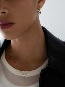 สร้อยคอจี้เพชรทรงกลมแบบโซลิแทร์ ทองคำแท้ 14k ชุบโรเดียมสีดำ ประดับเพชรแล็บโกรว์ ทรงกลมเจียระไน สำหรับใส่ทุกวัน สไตล์มินิมอล ความยาว 18 นิ้ว - Product Image 6