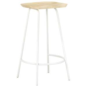Ensemble de 2 tabourets de bar en bois blanchi blanc - Product Image 2