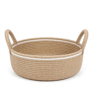 Panier de rangement pour fruits en jute écologique rond avec poignées, design multifonctionnel, style moderne naturel, exporté du Bangladesh - Product Image 3