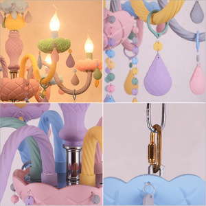 Lámpara de Araña de Cristal LED Nórdica con Forma de Macarons, Altura Ajustable, Luz Blanca Cálida E14, para Habitación de Niñas, Estilo Princesa, Villa, Haz de Luz de 360° - Product Image 3