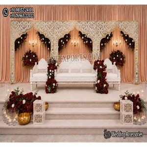 Contemporary Indian Wedding <b>Mirror</b> Theme Stage For Reception Decor Exclusive <b>Mirror</b> Work Arch <b>Panels</b> For Wedding Ceremonies - Product Image 1