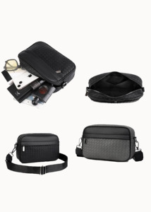 Sac à bandoulière multifonctionnel élégant en cuir PU Liviya pour homme, avec logo personnalisé en relief - Product Image 4