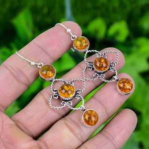 Pendientes de Ámbar Báltico, Plata de Ley 925, Chapados en Oro, Joyería de Lujo Hecha a Mano, Regalo para Mujer, Diseño Elegante y Moderno - Product Image 2