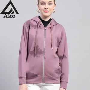 Sudadera con Capucha Color Malva de Moda con Detalles de Estampado de Nubes, Suave y Sereno, Perfecto para una Elegancia Informal, Logotipo y Talla Personalizados con Ako - Product Image 1