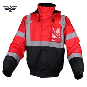 Chaqueta de Seguridad Reflectante de Alta Visibilidad Personalizada para Hombre |   Chaqueta de Trabajo Impermeable de Poliéster de Alta Visibilidad con Capucha |   Ropa de Trabajo Industrial ANSI - Product Image 1
