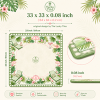 Collection Resort Estivale Tapis de Mahjong Américain Pliable Moderne en Néoprène Premium Antidérapant Vert Tropical Palm Beach 33x33 Pouces