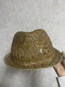 Vietnam natural Straw Bucket <b>Hat</b> With Red <b>Band</b> And Skull Embroidery Patch For Adults Unisex Summer Outdoor Wear - Product Image 3