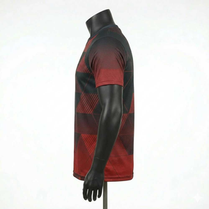 Men's Red Black Geometric Pattern Short Sleeve O-Neck T-Shirt Breathable Knitted Casual Fit Regular Length 220 Grams Front <b>Logo</b> - Product Image 5