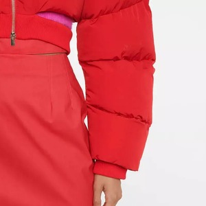 Factory Manufacture Latest Design Women Crop Puffer Jacket <b>Stand</b> Collar Warm 100% Waterproof Custom Embroidery Logo Padded Coat - Product Image 4