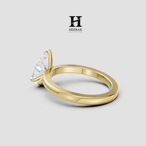 Anillo de Compromiso de Lujo con Diamante Cultivado en Laboratorio de Corte Pera de 1.5CT, Engaste Oeste-Oeste, Oro Amarillo de 14K, Anillo de Boda Solitario para Mujer - Product Image 3