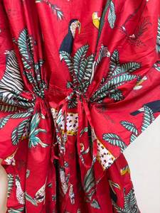 100% Cotton Jungle Safari Straight Floral Print <b>Kaftan</b> Dress <b>Beach</b> Cover up Boho Resort Wear Women's Summer Maxi - Product Image 5