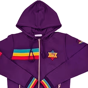Survêtement de sport imprimé en polyester de bonne qualité, confortable, à séchage rapide, à manches longues, avec fermeture éclair, design moderne violet - Product Image 2