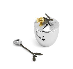 Azucareros de Acero Inoxidable Ecológicos con Diseño Impresionante, Tapa y Cuchara, Superficie Lisa, Asa de Latón Hecha a Mano, Alta Calidad - Product Image 1