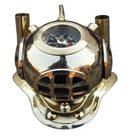 Mini casque de plongée en laiton maritime antique modèle de décoration intérieure poli avec porte-stylo cadeau