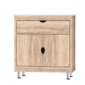Modern 2159 <b>Kitchen</b> Storage Cabinet Mosaic Top 2 Door 1 Drawer Wood Buffet <b>Sideboard</b> Chrome Legs Console Cutout Handle Organizer - Product Image 2