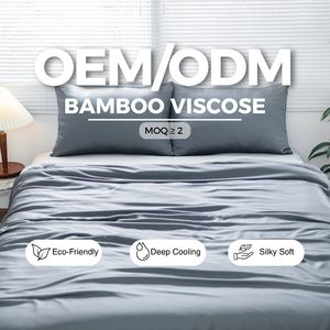 Juego de Ropa de Cama de 4 Piezas de Tela Natural Premium 100% Viscosa de Bambú, Funda de Almohada, Funda Nórdica, Sábana Ajustable, Sedosa y Refrescante para Todas las Estaciones - Product Image 1