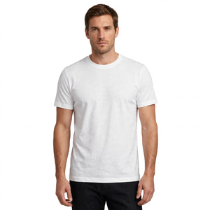 Camiseta de Punto de Manga Corta con Cuello Redondo para Hombre, 100% Algodón, Corte Regular, Color Sólido Informal, Ecológica BD - Product Image 2
