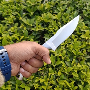 Couteau de chasse et de dépecage artisanal en acier D2 de qualité industrielle, 9 pouces, à pointe tombante, avec manche en bois et étui en cuir, par Ahmad Fabric - Product Image 3