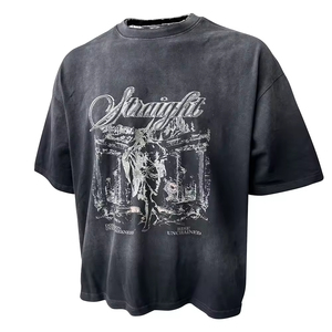 Custom <b>logo</b> Digital Printing Vintage Boxy Fit T-Shirts 300 Gsm Distressed t Shirt Acid Wash Streetwear with Mens t Shirts - Product Image 2