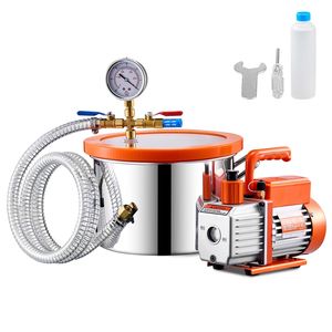 Camera a Vuoto Monostadio da 1,5 Galloni con Pompa da 3,5 CFM, Kit con Vaso a Pressione in Acciaio Inossidabile per Degassaggio, Durevole ed Efficiente - Product Image 1