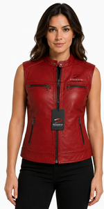 Chaleco de cuero elegante para mujer, ideal para viajes, uso casual, con forro suave, costuras duraderas, bolsillos prácticos y diseño atemporal. - Product Image 6