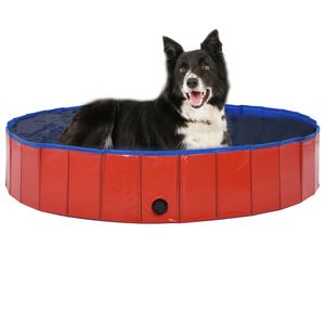 Piscina Pieghevole per Cani in PVC Rosso 63 X 11.8 Pollici, Accessorio per il Divertimento Canino - Product Image 1