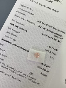 Diamant rose fantaisie de laboratoire de 1,5 carat, taille coussin, pureté VVS, certifié IGI, en vrac, haute qualité, pour la vente en gros - Product Image 5