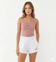 Ensemble de course 2 pièces personnalisé pour femme : débardeur et short en molleton de coton respirant à séchage rapide, col en V, imprimé numérique avec logo sur mesure