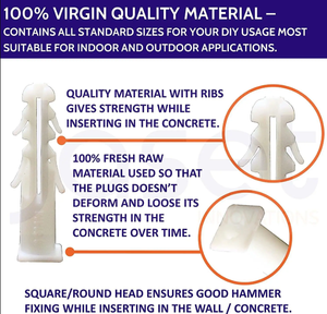 Plastic Anchor Wall Plug Fixing Anchor Wall Plug PE/PP Material Expand Plugs Plastic Wall Anchors Plug for Building Construction - Product Image 5